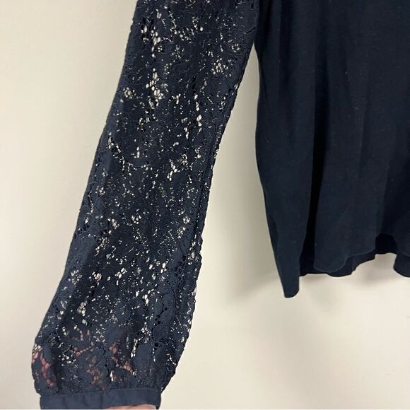 Talbots v neck sweater with lace sleeves.  Size L - Picture 6 of 8